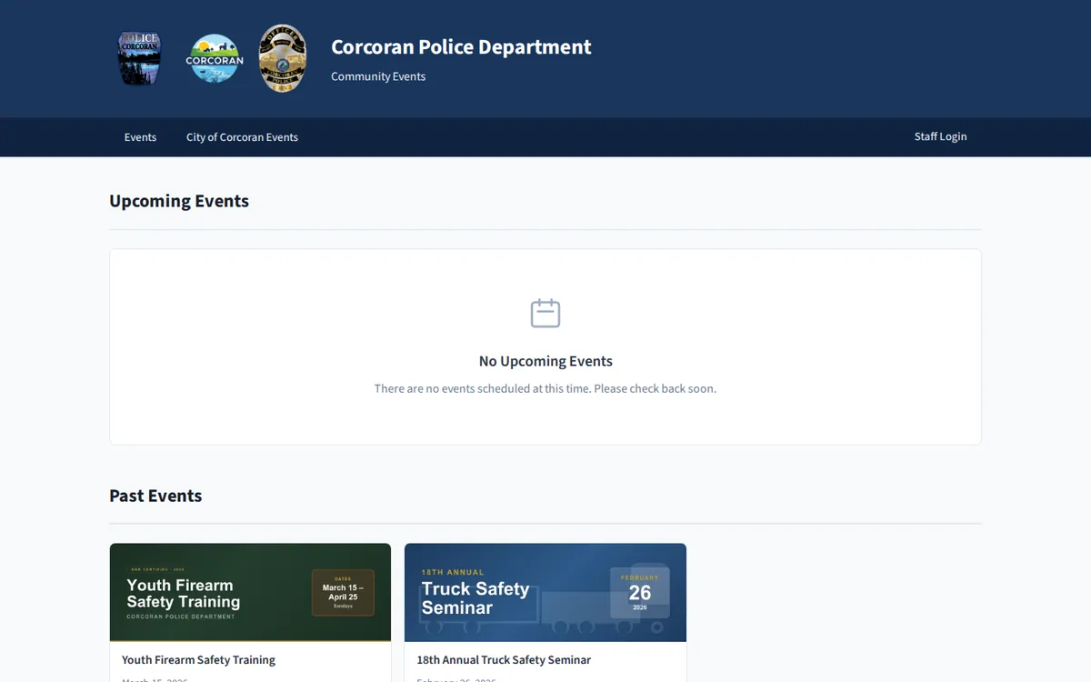 Corcoran PD Events homepage
