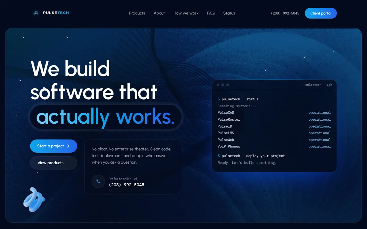 PulseTech homepage