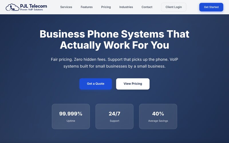 PJL Telecom website screenshot