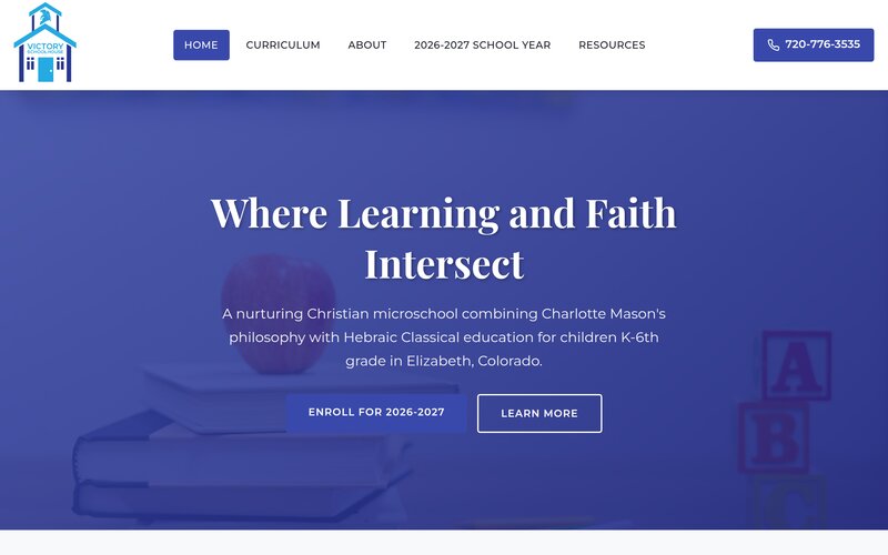 Victory Schoolhouse website screenshot