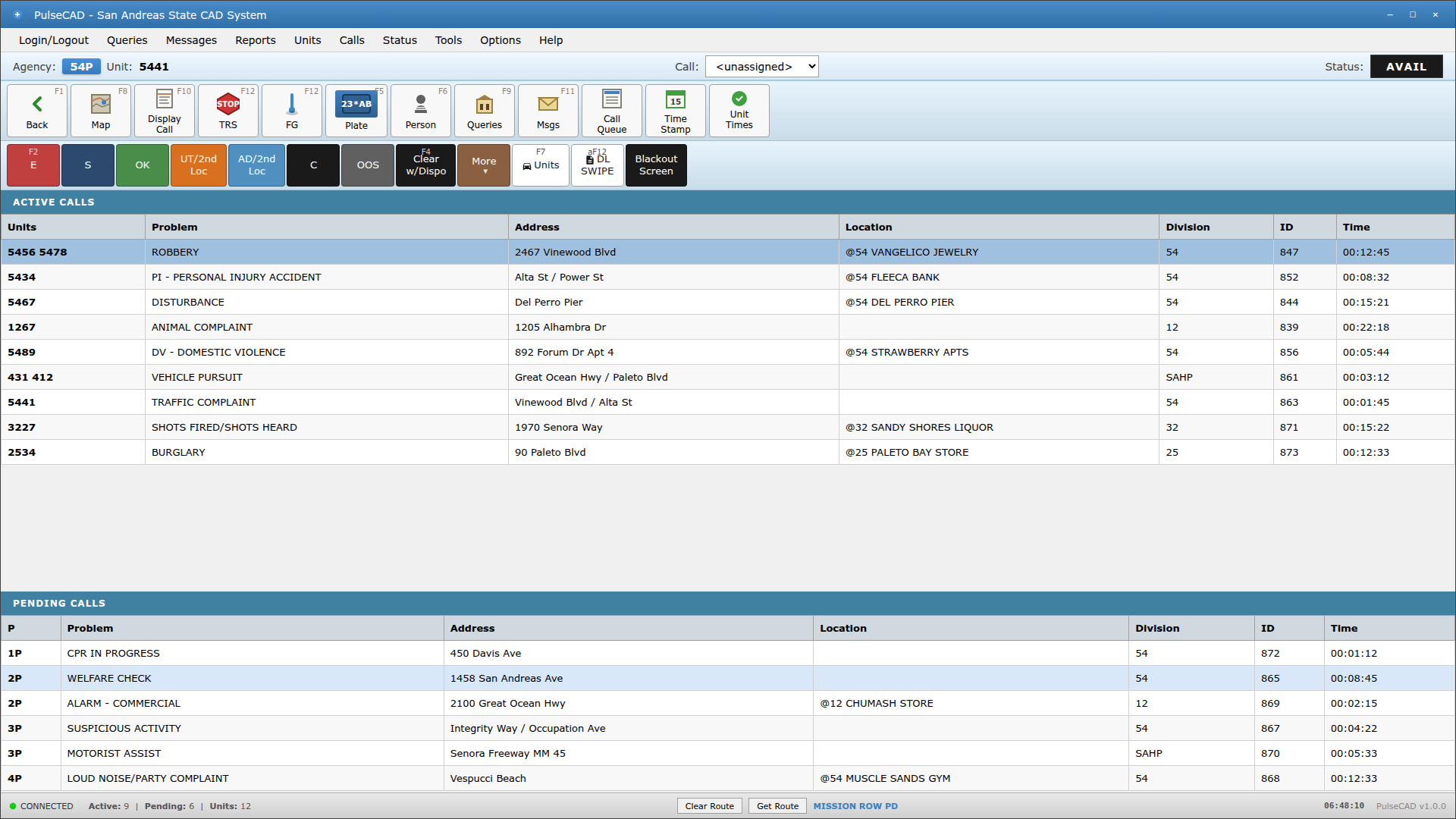 Pulse CAD Call Queue